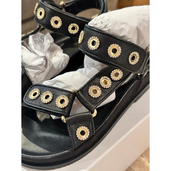 NEW Sandro Rhinestone Hook and Loop Sandals Black size 36 / 5.5 - Picture 8 of 12